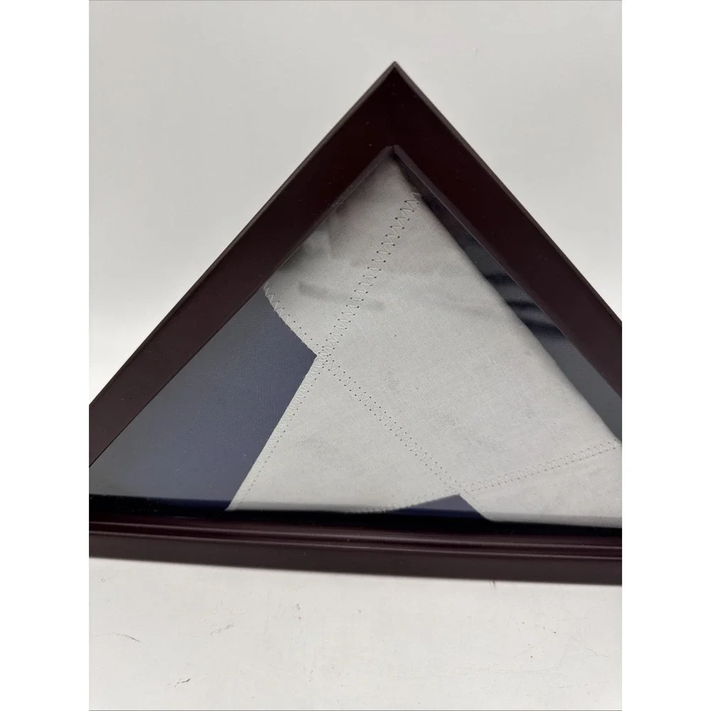 Wooden Triangle Flag Display Case Memorial Shadow Box Texas Flag